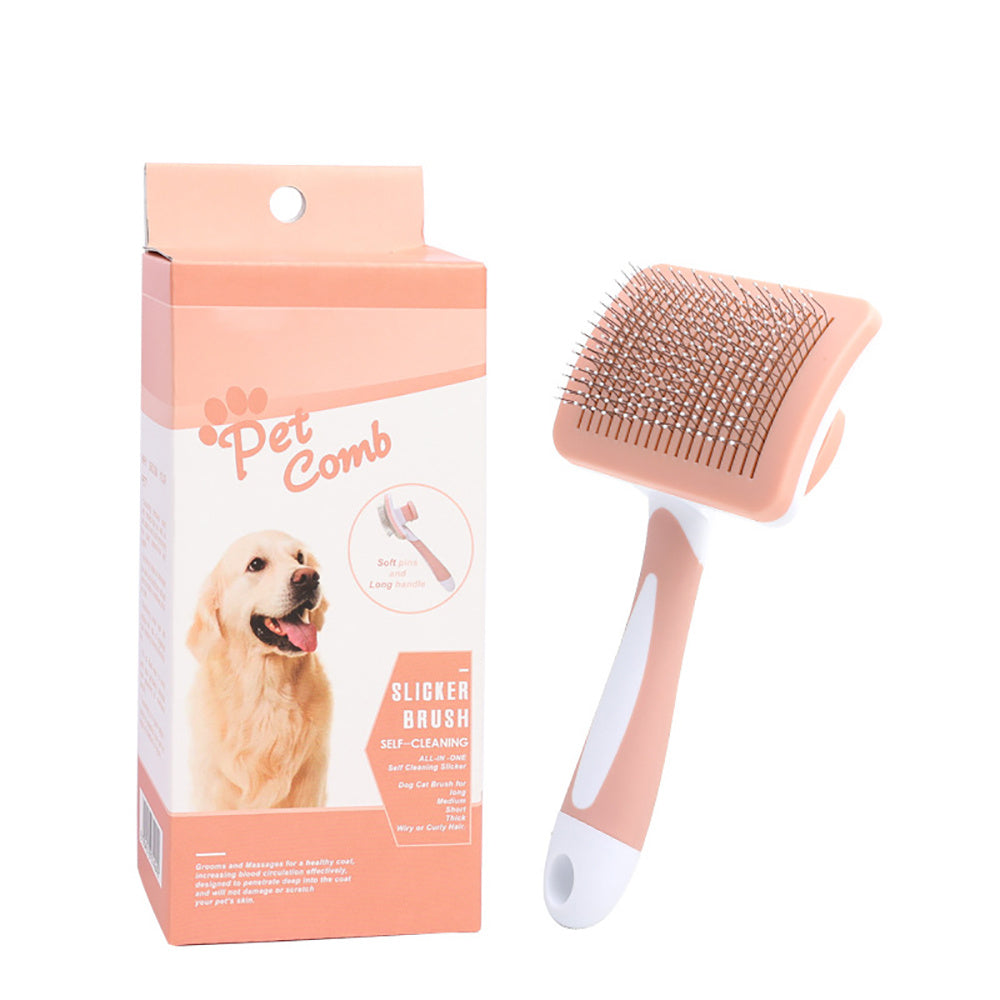 Self Cleaning Slicker Brush For Dogs, Cats Pets-One Click Cleaning