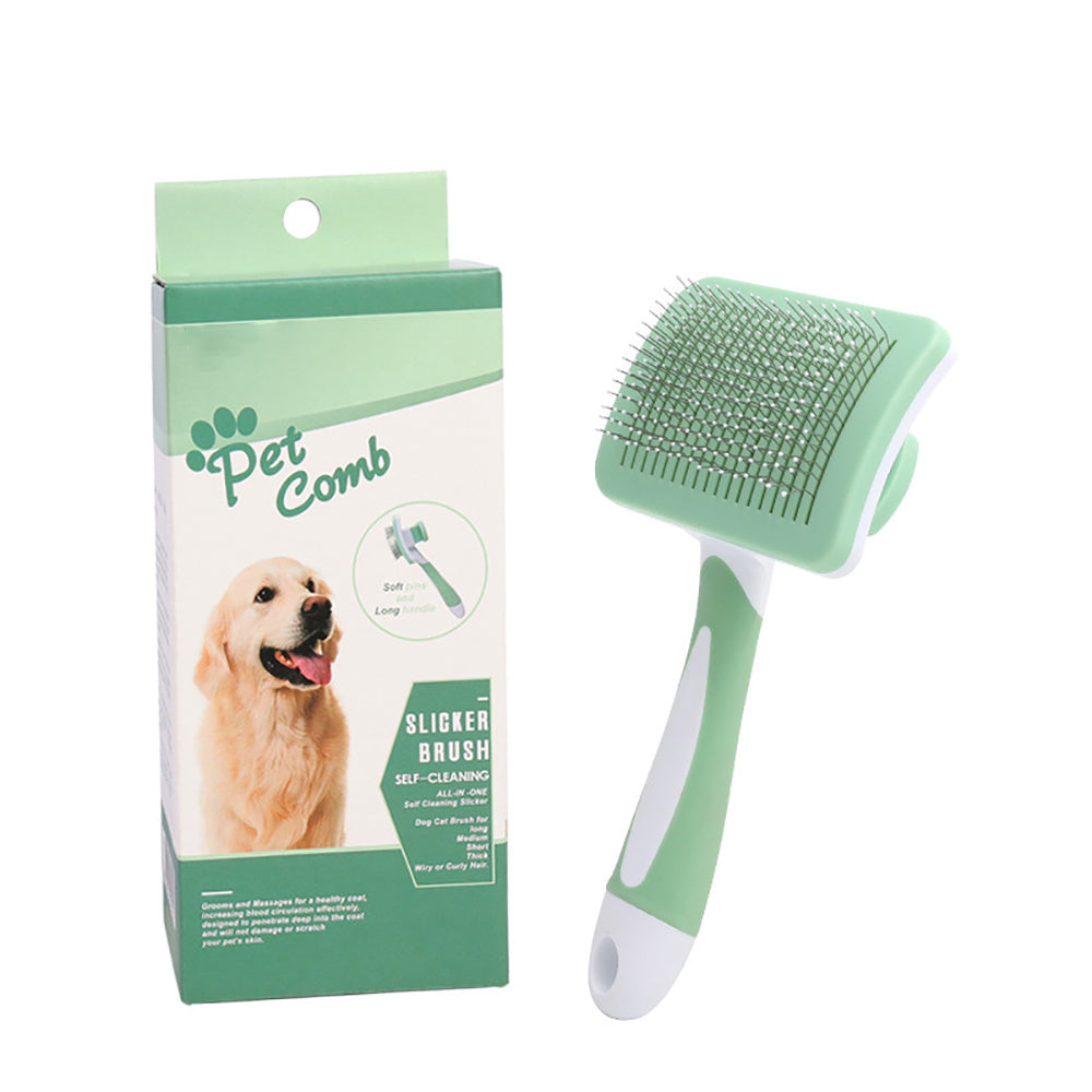 Self Cleaning Slicker Brush For Dogs, Cats Pets-One Click Cleaning