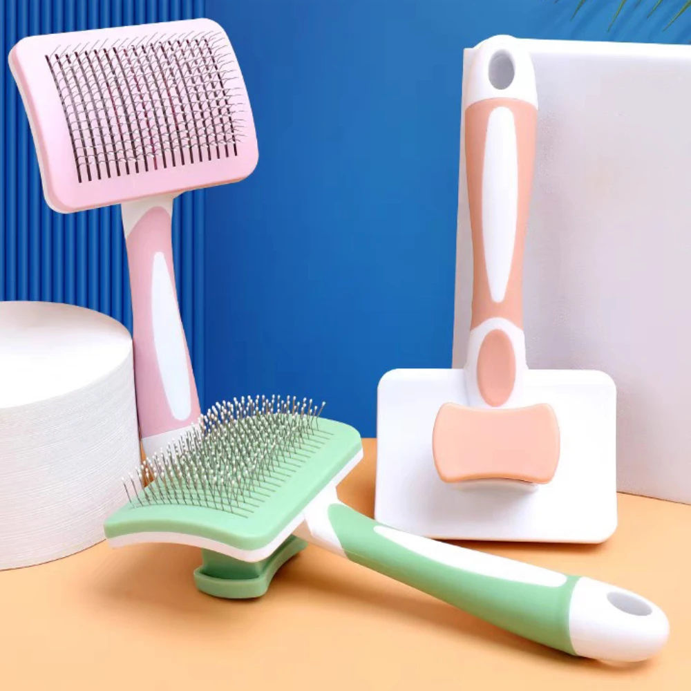 Self Cleaning Slicker Brush For Dogs, Cats Pets-One Click Cleaning