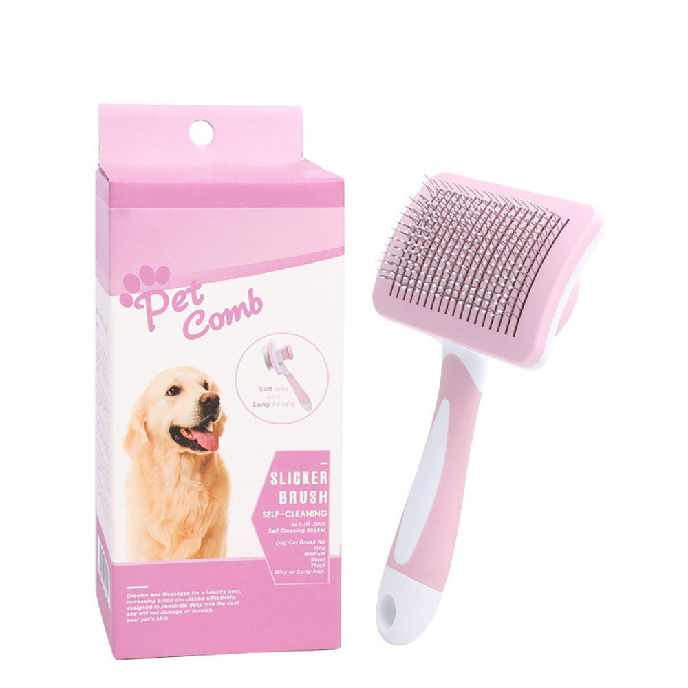 Self Cleaning Slicker Brush For Dogs, Cats Pets-One Click Cleaning